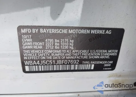 2018 BMW 440I Gran Coupe из США, поврежденный, VIN WBA4J5C51JBF07692